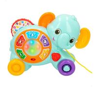 Winfun 47255 Jeu de Traction avec Corde, éléphant, Roues, Jouets à Tirer avec Musique pour bébé, Boutons avec lumière et Son, Jouet Musical, Cadeaux pour bébé 6 Mois