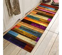 Wingbind Tapis de Sol antidérapant Grand Tapis de Porte Vintage Tapis de Tapis de Sol Tapis de Sol à Motif de Texture de Bois coloré pour Salon Chambre Cuisine Couloir, 2x6ft