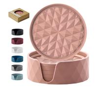 Wingcases Dessous de Verre en Silicone pour Boissons [6 Paquets avec Support], sous-Verres, Tapis de Protection pour Table - Décoration de Table de Café, Cadeau pour Toutes Les Occasions, Rose