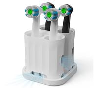 Wingcases - Porte-brosse à dents (4 trous et 2 tapis) avec ventouse qui ne tombe pas, support de brosse, pour brosse à dents électrique, têtes de brosse Oral B iO, Philips Sonicare, grattoir à langue,