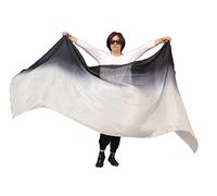 Winged Sirenny 2-Couleurs Voile Rectangle en Soie Véritable,Danse Orientale Accessoires,Bords Roulés à La Main,noir-blanc