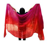 Winged Sirenny 2-Couleurs Voile Rectangle en Soie Véritable,Danse Orientale Accessoires,Bords Roulés à La Main,rouge-rose