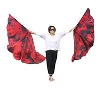 Winged Sirenny 2 Pièces Ailes d’Isis en Soie pour Danse du Ventre, Voiles 180 cm Demi-Lune Fluides pour Danse Orientale, Baladi, Spectacles et Festivals, Tige portable et flexible, Lave
