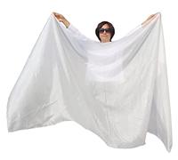 Winged Sirenny Grands Voile de Danse Orientale en Soie Naturelle 270x135cm, Écharpe de Scène Fluide et Aérienne pour Spectacles, Chorégraphie & Cours de Danse du ventre (Baladi), blanc