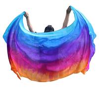 Winged Sirenny Multicolore Voile en Soie Danse Orientale, Accessoires Danse du Ventre Femme,Iridescence Tie-dye