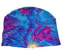 Winged Sirenny Paire de Grands Éventails Courts en Véritable Soie pour Danse Orientale (Baladi), Spectacles et Performances, Soie Fluide Peinte à la Main, Pochette Incluse (Sirène)