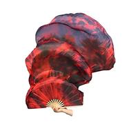 Winged Sirenny Paire de Voiles d'Éventail en Soie 180cm pour Danse du Ventre (Baladi), Accessoire Artistique pour Spectacle, Flow Art, Chorégraphie et Célébration, Sac Inclus (Lave)