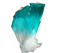 Winged Sirenny Paire de Voiles d'Éventail en Soie 180cm pour Danse du Ventre (Baladi), Accessoire Artistique pour Spectacle, Flow Art, Chorégraphie et Célébration, Sac Inclus (dégradé bleu paon)