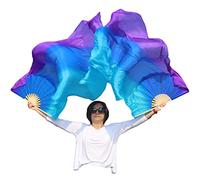 Winged Sirenny Paire de Voiles d'Éventail en Soie 180cm pour Danse du Ventre (Baladi), Accessoire Artistique pour Spectacle, Flow Art, Chorégraphie et Célébration, Sac Inclus (Mystère)