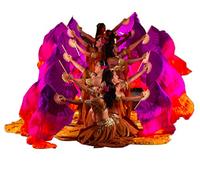 Winged Sirenny Paire de Voiles d'Éventail en Soie 180cm pour Danse du Ventre (Baladi), Accessoire Artistique pour Spectacle, Flow Art, Chorégraphie et Célébration, Sac Inclus (Violet doré)