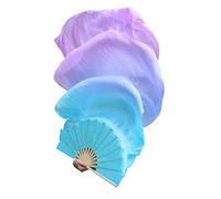 Winged Sirenny Paire de Voiles d'Éventail en Soie 180cm pour Danse du Ventre (Baladi), Accessoire Artistique pour Spectacle, Flow Art, Chorégraphie et Célébration, Sac Inclus (mystère pastel)