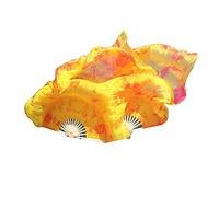 Winged Sirenny Paire d'Eventail Voile Poi 110cm, Éventail Voile d'enfants avec Cordes. Accessoire De Danse en Vraie Soie (Flamme)