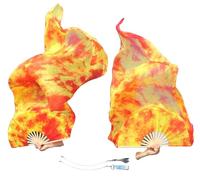 Winged Sirenny Paire d'Éventails Poi en Soie 150 cm pour Danse Orientale et Arts du Mouvement, Éventails Fluides avec Cordes pour Baladi et Flow Arts, Sac Inclus (Flamme)