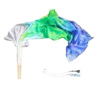Winged Sirenny Paire d'Éventails Poi en Soie 150 cm pour Danse Orientale et Arts du Mouvement, Éventails Fluides avec Cordes pour Baladi et Flow Arts, Sac Inclus (Prairie)