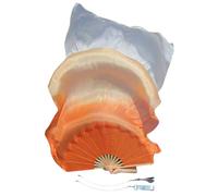 Winged Sirenny Paire d'Éventails Poi en Soie 150 cm pour Danse Orientale et Arts du Mouvement, Éventails Fluides avec Cordes pour Baladi et Flow Arts, Sac Inclus (dégradé orange)