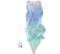 Winged Sirenny Paire d'Éventails Poi en Soie 150 cm pour Danse Orientale et Arts du Mouvement, Éventails Fluides avec Cordes pour Baladi et Flow Arts, Sac Inclus (pastel (turquoise-bleu-rose))