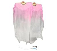 Winged Sirenny Paire d'Éventails Poi en Soie 150 cm pour Danse Orientale et Arts du Mouvement, Éventails Fluides avec Cordes pour Baladi et Flow Arts, Sac Inclus (rose bébé-blanc)