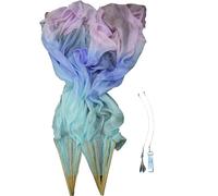 Winged Sirenny Paire d'Éventails Poi en Soie 150 cm pour Danse Orientale et Arts du Mouvement, Éventails Fluides avec Cordes pour Baladi et Flow Arts, Sac Inclus (Mystère pastel)