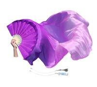 Winged Sirenny Paire d'Éventails Poi en Soie 150 cm pour Danse Orientale et Arts du Mouvement, Éventails Fluides avec Cordes pour Baladi et Flow Arts, Sac Inclus (décoloration du violet)