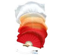Winged Sirenny Paire d'Éventails Poi en Soie 150 cm pour Danse Orientale et Arts du Mouvement, Éventails Fluides avec Cordes pour Baladi et Flow Arts, Sac Inclus (dégradé Rouge)
