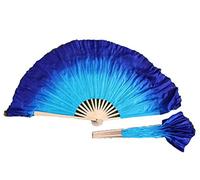 Winged Sirenny Paire Éventails Courts Danse 10cm Soie Flottante Pour Danses Folkloriques Chinoises, Festivals, Danse du Ventre, Spectacles, Soie Véritable, Bambou, Sac Inclus (bleu turquoise)