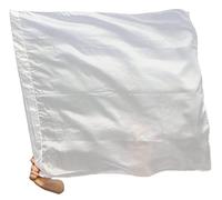 Winged Sirenny Petite Bannière en Soie Légère 85 cm avec Tige Flexible, Culte Drapeau pour Danse, Festivals, Décor, Mouvement Fluide, Couleurs Vibrantes Peintes Main (blanc)