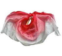 Winged Sirenny Voile Danse Orientale en Soie Naturelle, Écharpe Ballet Danse du Ventre Peinte à la Main, Dégradé de Couleur, Ourlets Roulés à la Main, Douce et Fluide 270cm, dégradé rouge
