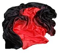 Winged Sirenny Voile de Danse Orientale 100% Soie Naturelle, 2 Couleurs Dégradé, Ourlets Roulés à Main, Accessoire pour Spectacle Danse du Ventre (Baladi), 2.7x1.1m, noir-rouge