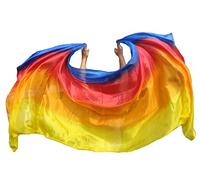 Winged Sirenny Voile de Danse Orientale en Soie pour Femme - Écharpe Danse du Ventre (Baladi) 270x110cm - Léger & Fluide - Ourlets Roulés à la Main. 4+ Couleurs Éclatants, bleu-rouge-orange-jaune
