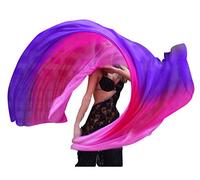 Winged Sirenny Voile de Danse Orientale en Soie Véritable Peint à la Main - Écharpe Fluide pour Belly Dance, Spectacle, Cérémonie, Fête - Ourlets Roulés Main, violet/rose/rose