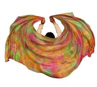 Winged Sirenny Voile de Danse Orientale en Soie Véritable Peint à la Main - Écharpe Fluide pour Belly Dance, Spectacle, Cérémonie, Fête - Ourlets Roulés Main, Automne