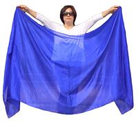 Winged Sirenny Voile de Danse Orientale en Soie Véritable Peint à la Main - Écharpe Fluide pour Belly Dance, Spectacle, Cérémonie, Fête - Ourlets Roulés Main, bleu