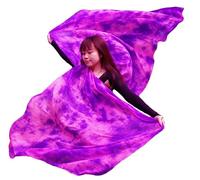 Winged Sirenny Voile de Danse Orientale en Soie Véritable Peint à la Main - Écharpe Fluide pour Belly Dance, Spectacle, Cérémonie, Fête - Ourlets Roulés Main, rose+mauve