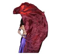 Winged Sirenny Voile de Danse Orientale en Soie Véritable Peint à la Main - Écharpe Fluide pour Belly Dance, Spectacle, Cérémonie, Fête - Ourlets Roulés Main, bordeaux