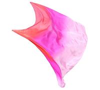 Winged Sirenny Voile de Danse Orientale en Soie Véritable Peint à la Main - Écharpe Fluide pour Belly Dance, Spectacle, Cérémonie, Fête - Ourlets Roulés Main, rouge/rose/rose