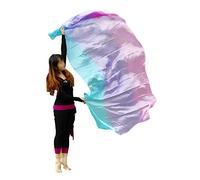 Winged Sirenny Voile de Danse Orientale en Soie Véritable Peint à la Main - Écharpe Fluide pour Belly Dance, Spectacle, Cérémonie, Fête - Ourlets Roulés Main, pâle(turquoise/violet/rose)