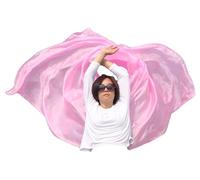 Winged Sirenny Voile de Danse Orientale en Soie Véritable Peint à la Main - Écharpe Fluide pour Belly Dance, Spectacle, Cérémonie, Fête - Ourlets Roulés Main, rose pâle