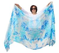 Winged Sirenny Voile en Soie Danse du Ventre, Accessoires Danse Orientale Femme Peint à la Main,Glace