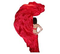 Winged Sirenny Voile en Soie Danse du Ventre, Accessoires Danse Orientale Femme Peint à la Main,rouge