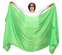 Winged Sirenny Voile en Soie Danse du Ventre, Accessoires Danse Orientale Femme Peint à la Main,vert