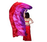 Winged Sirenny Voile en Soie Danse du Ventre, Accessoires Danse Orientale Femme Peint à la Main,violet/rose/rouge