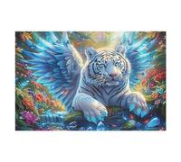 Winged Tigre Blanc 1000 Pieces Casse-tête Personne Âgée en Carton Épais Haute Densité Facile Débutant Thérapie Occupationnelle Anti-Stress Petit Prix 1000 PCS/75x50cm