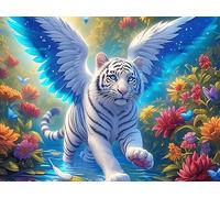 Winged Tigre Blanc 1000 Pièces Puzzle Adulte en Carton sans Déformation Animal Animal de Compagnie Très Difficile Anti-Stress Jeu De Société Idée Cadeau Anniversaire Rapport Premium 1000 PCS/75x50cm