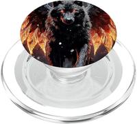 Winged Wolf with Fiery Eyes PopSockets PopGrip pour MagSafe
