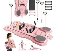 WingFly Pilates Reformer, 5 en 1 Pilates Board Pliable avec Roue Abdominale à Rebondissement Automatique et Minuterie, AB Roller Machine Multifonctionnel pour la Maison et la Salle de Sport (RoseC)
