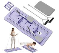 WingFly Pilates Reformer, 5 en 1 Pilates Board Pliable avec Roue Abdominale à Rebondissement Automatique et Minuterie, AB Roller Machine Multifonctionnel pour la Maison et la Salle de Sport (VioletB)