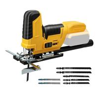 WingFly Scie sauteuse pour batterie Dewalt 18 V, 20 V, 2800 SPM avec 7 lames à tige en T, vitesse variable, coupe biseautée de 0 ° à 45 ° pour bois, plastique, métal