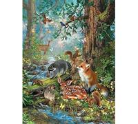 Wingkin adultes broderie point de croix kits animaux au bord de la rivière dans la forêt DIY débutant canevas point de croix kit 11CT toile pré-imprimé noel décoration de la maison （40x50cm）