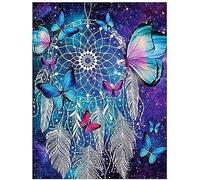 Wingkin adultes broderie point de croix kits attrape rêve papillon DIY débutant canevas point de croix kit 11CT toile pré-imprimé noel décoration de la maison （40x50cm）