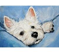 Wingkin adultes broderie point de croix kits Chien Westie DIY débutant canevas point de croix kit 11CT toile pré-imprimé noel décoration de la maison (40x50cm)